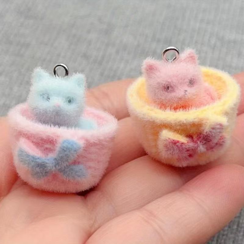 Resin Art Handmade - 4 adet 3D peluş reçine kedi
