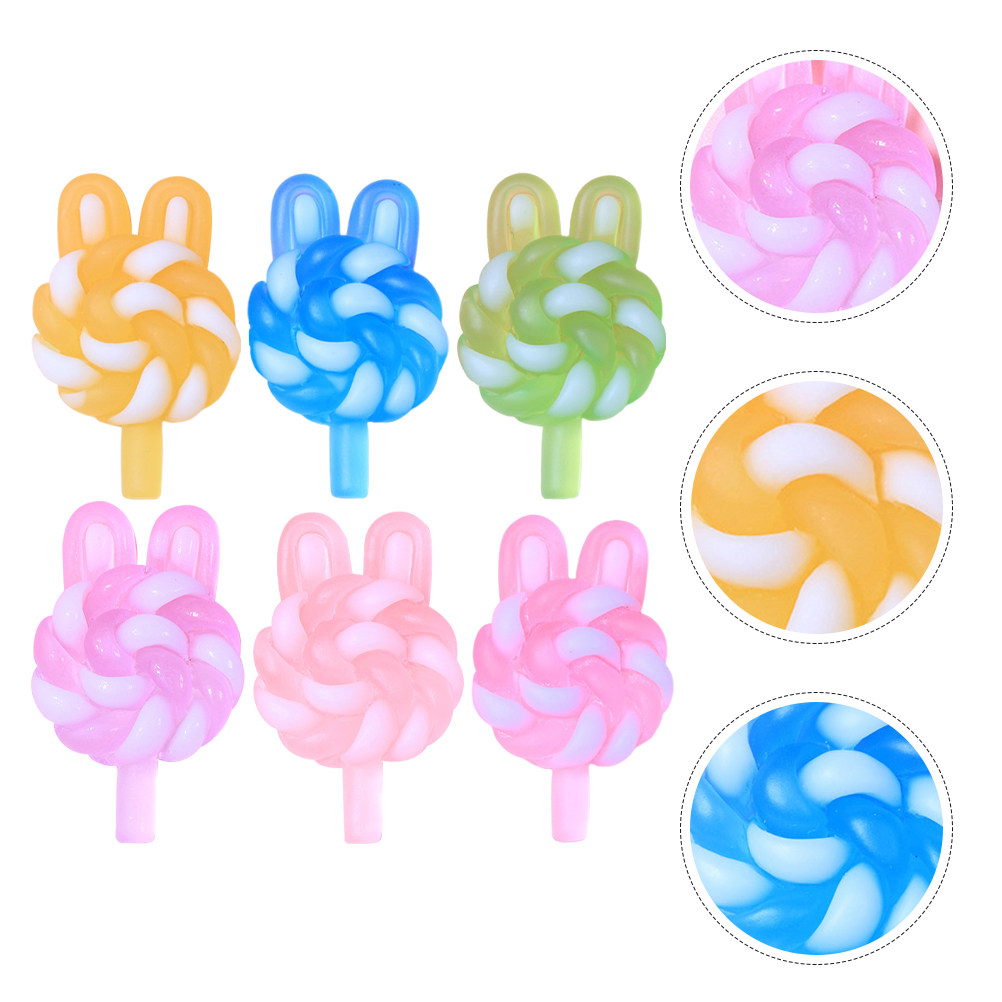 Resin Art Handmade - 24 adet sevimli karikatür lolipop takılar