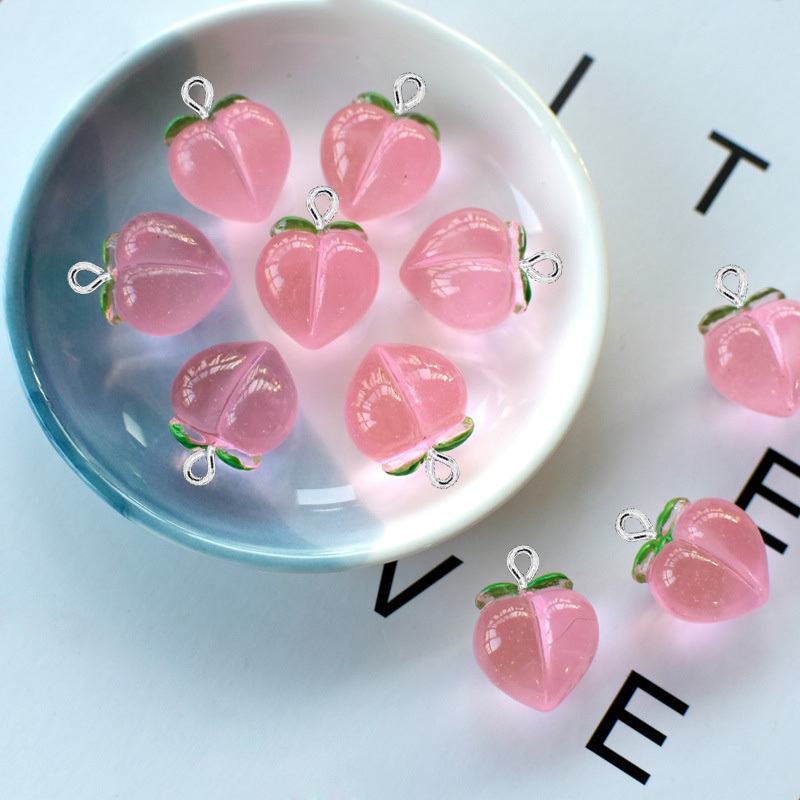 Resin Art Earrings - 10 adet yeni şeffaf şeftali düz