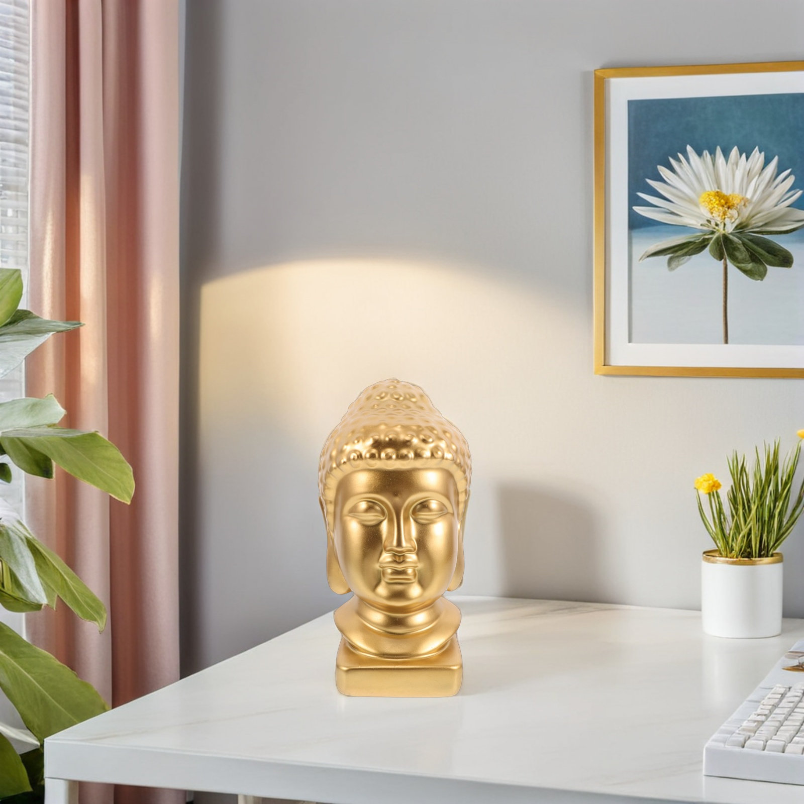 Resin Art Decor - Reçine Buda Başı Sanat Heykeli Zarif