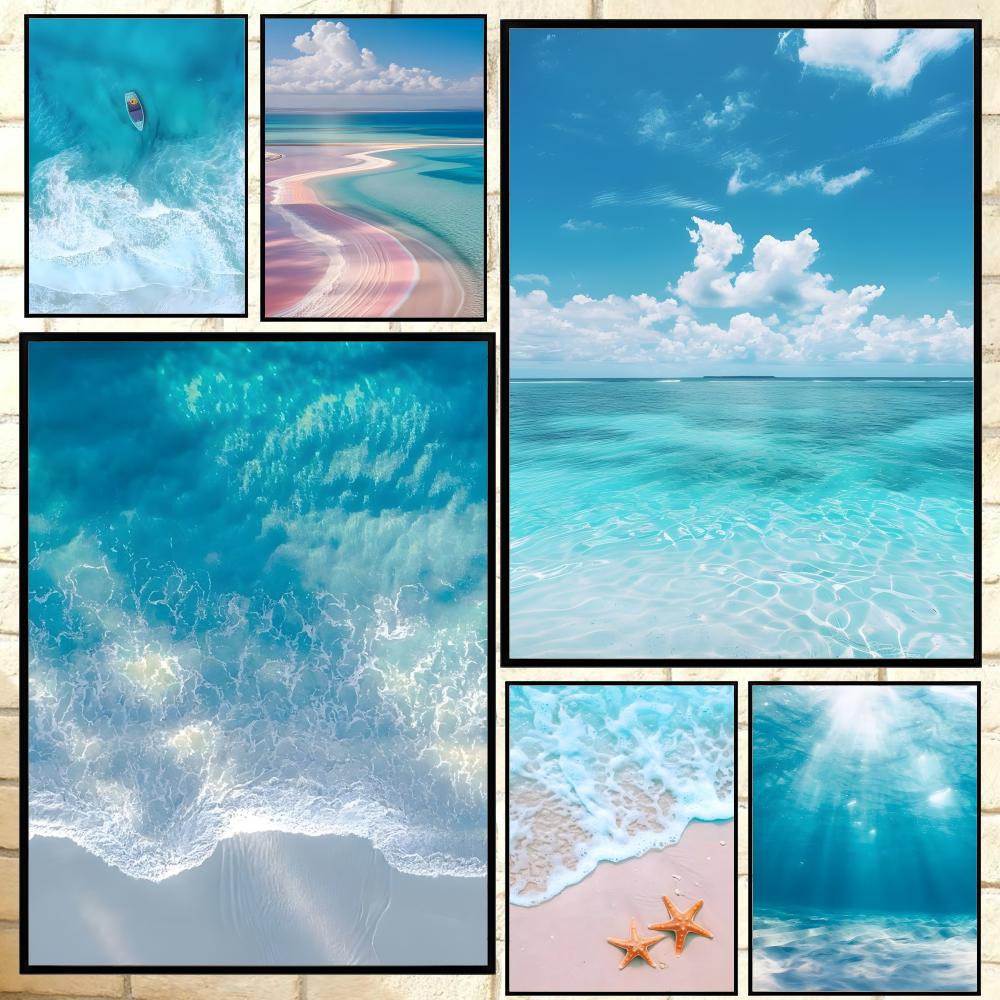 Resin Art Beach Theme - Klasik temalı Plaj Okyanus Dalgası Posteri
