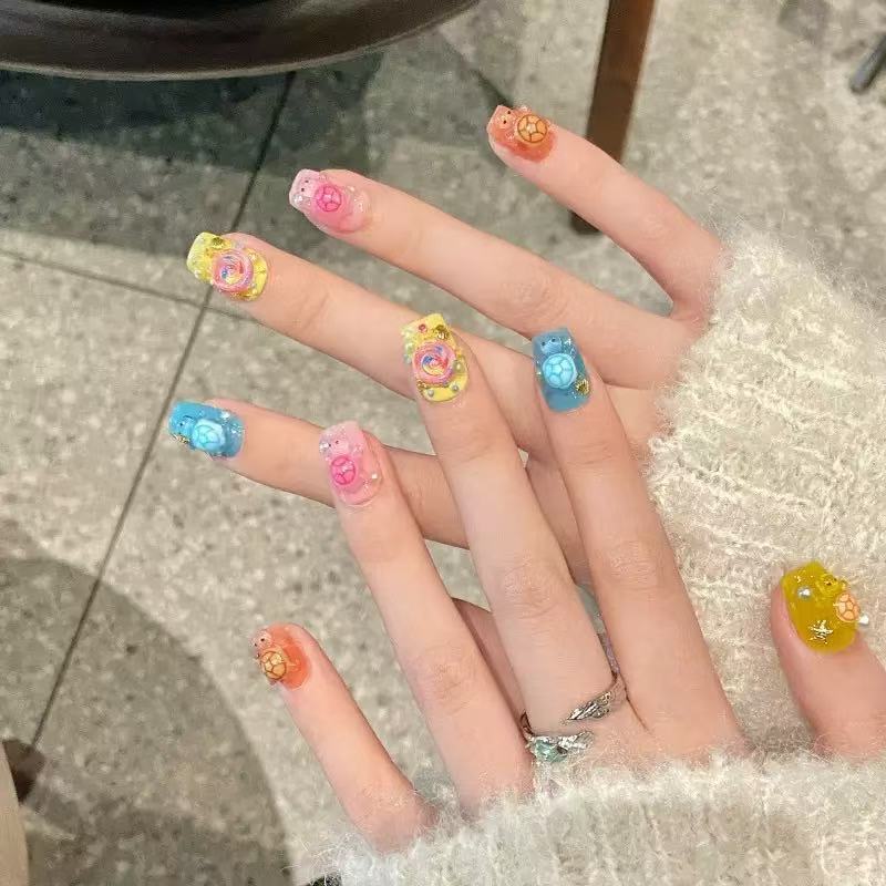 Resin Art Handmade - 100 Mini Renkli Kaplumbağa Reçine Süsleri