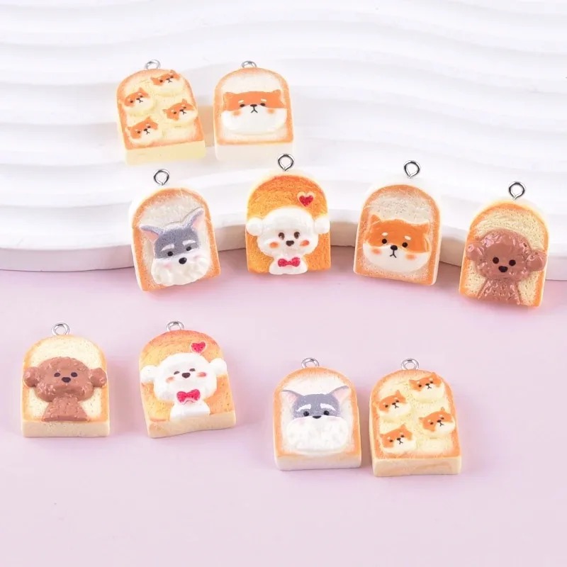 Resin Art Handmade - 10 adet sevimli tost köpek reçine