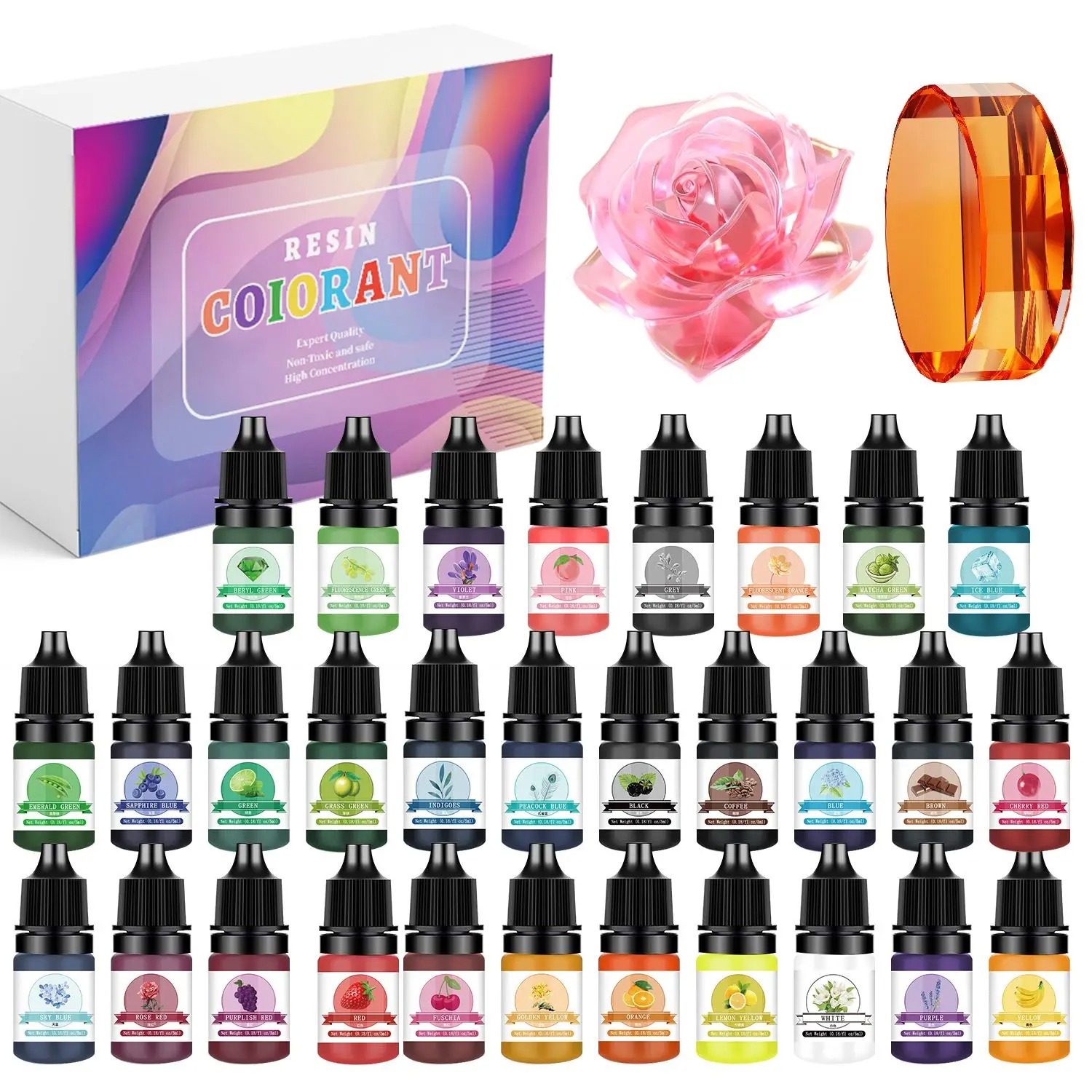 Resin Art Liquid - 30 Renk 5ml Epoksi Reçine Pigment