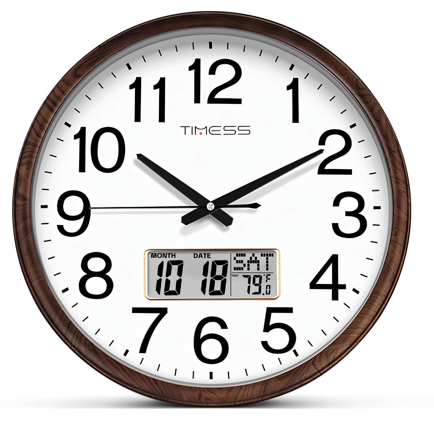 Resin Art Wall Clock - TIMESS 13 inç Ahşap Görünümlü Duvar