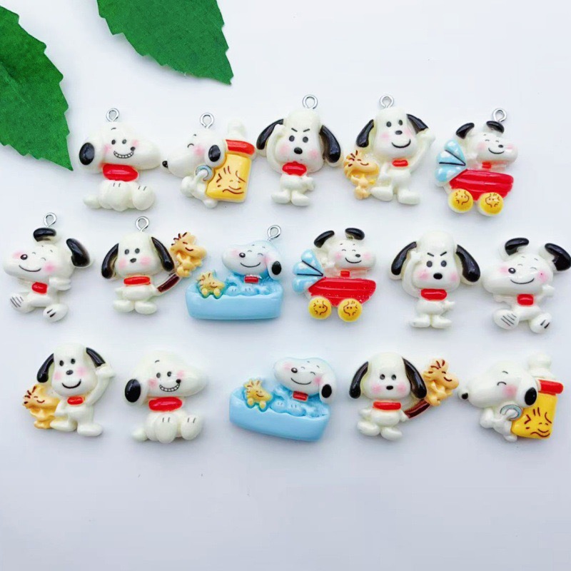 Resin Art Earrings - 12 adet reçine karikatür köpek kolye