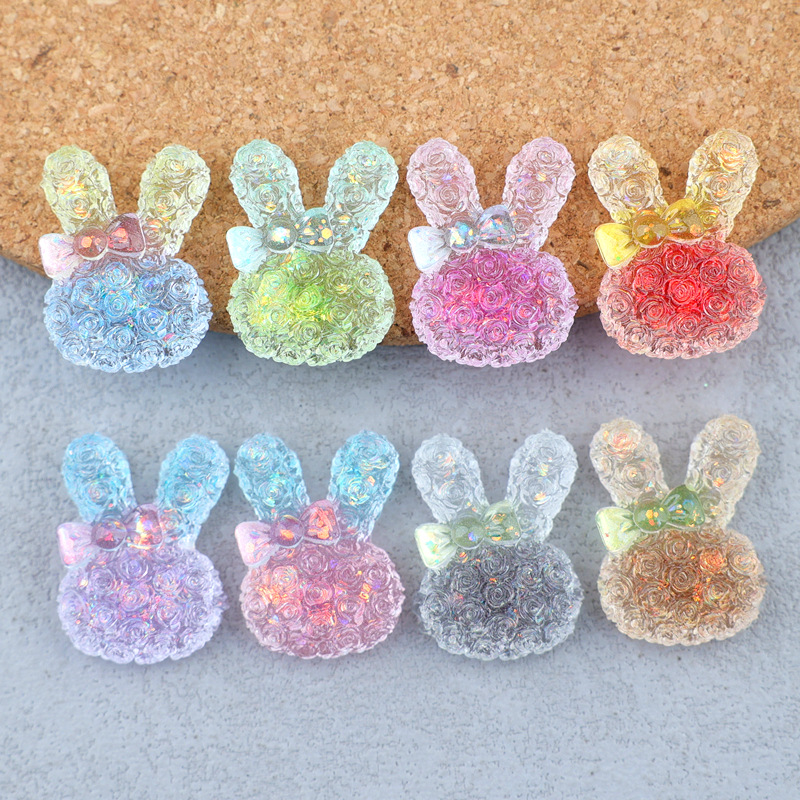 Resin Art Decor - 5 adet 18*25mm ışıklı degrade tavşan