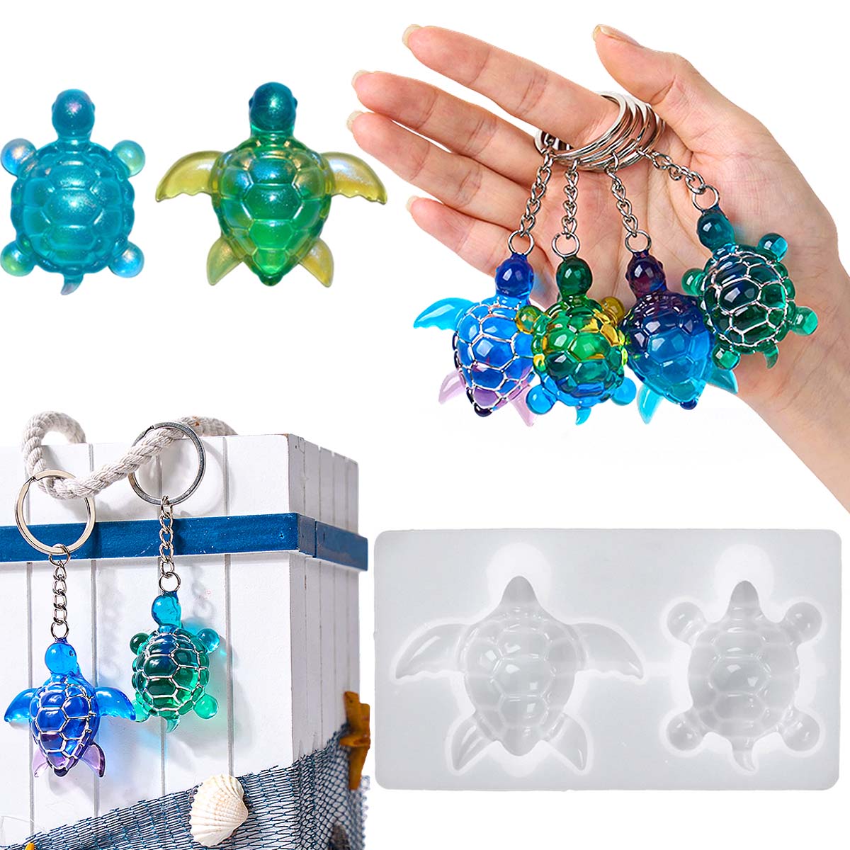 Resin Art Liquid - 3D Deniz Kaplumbağası Anahtarlık Silikon Kalıp