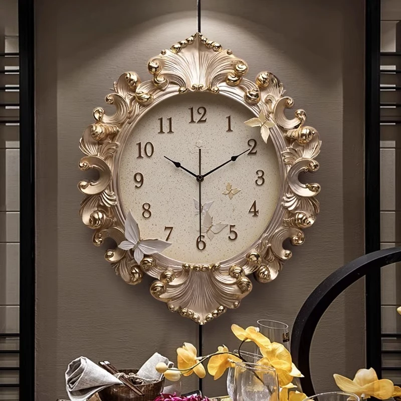 Resin Art Wall Clock - Avrupa Tarzı Oda Duvar Saati Klasik