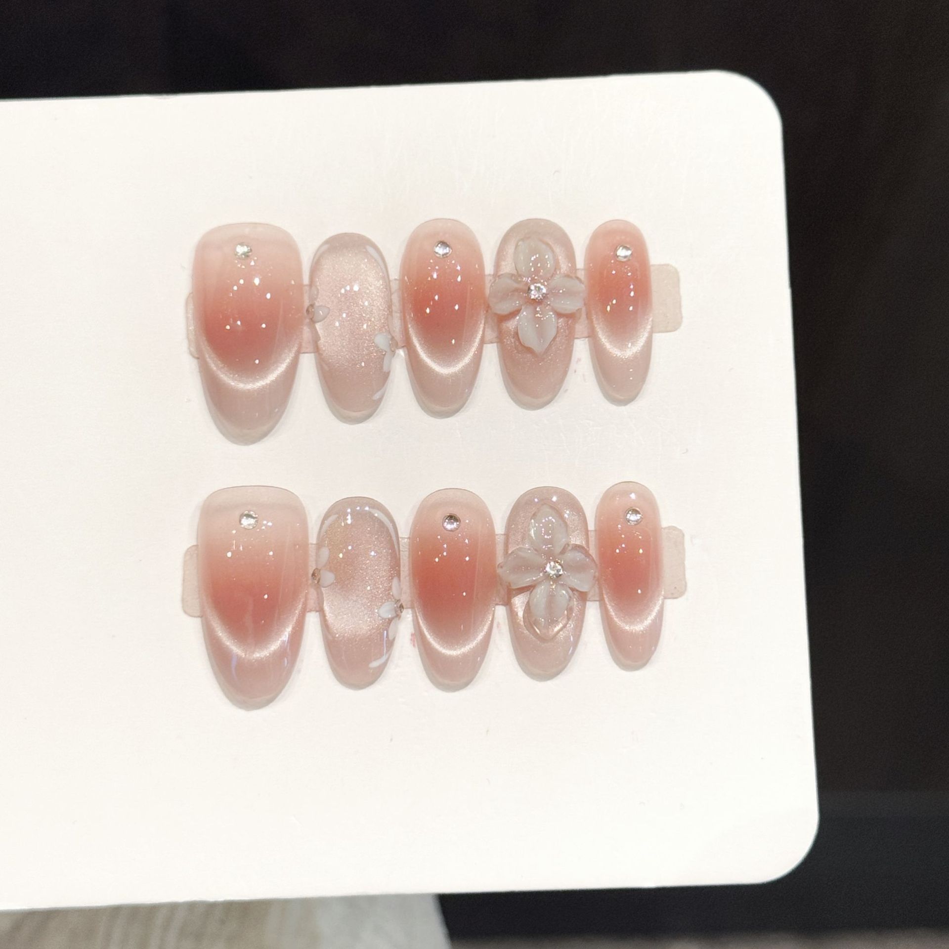 Resin Art Decor - 10 adet El Yapımı Takma Tırnak