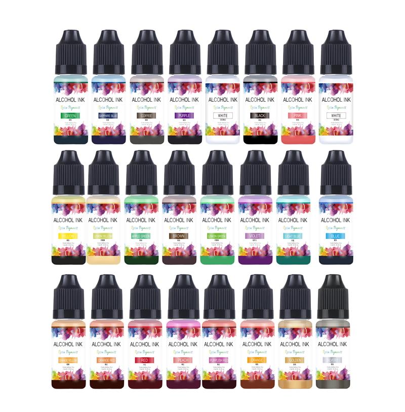 10ml/şişe 22 renk alkol mürekk - Resin Pigment Alcohol Ink incelemesi ve fiyatı